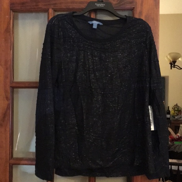 Vera Wang Simply Vera Shimmer Blue And Silver Top - Picture 2 of 8